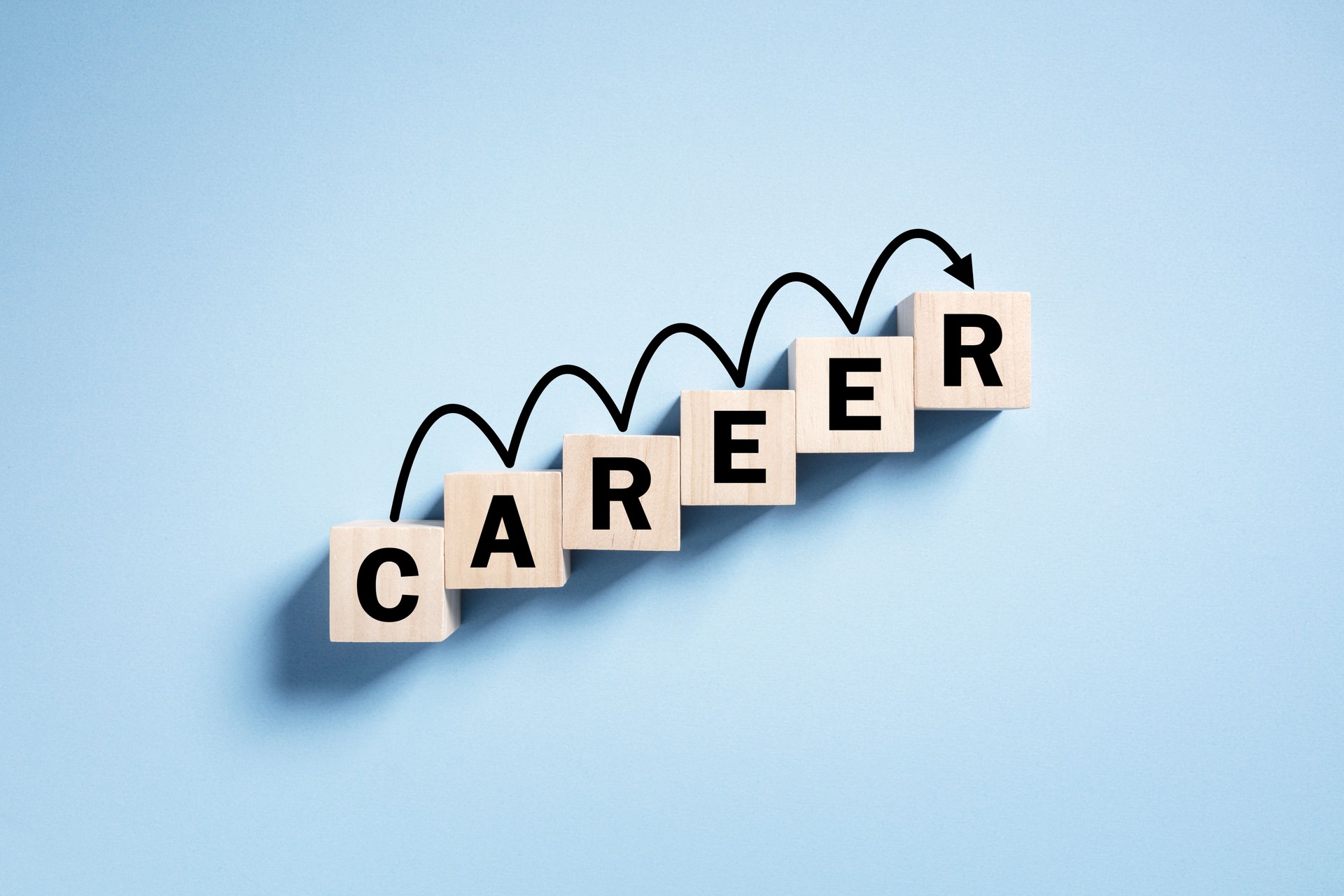 Career growth progress and business development success concept